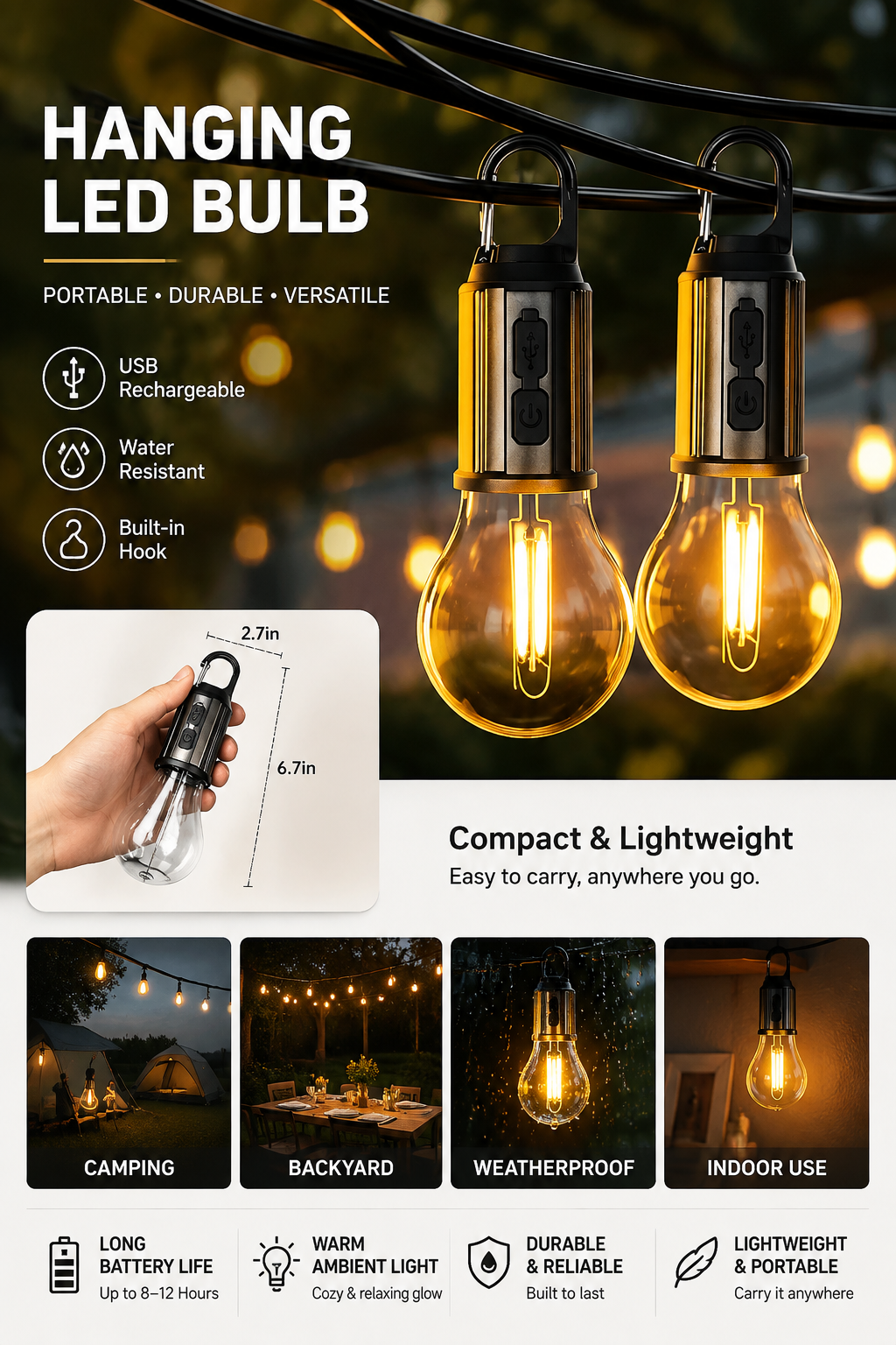 Decorative hanging bulbs {Pack of 2}